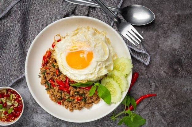 Thailand Street Food - Thai Basil Minced Pork with Rice